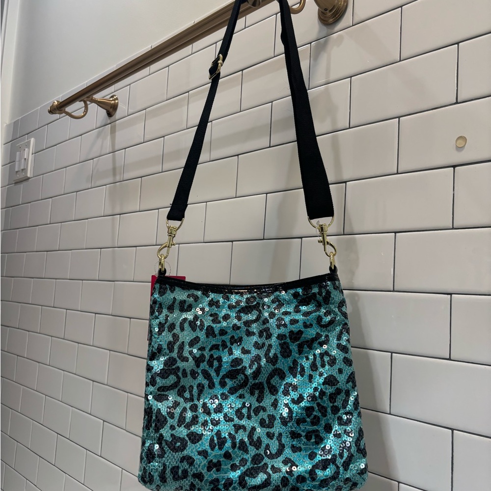 Betsey Johnson Teal Leopard Crossbody Bag - Picture 3 of 7